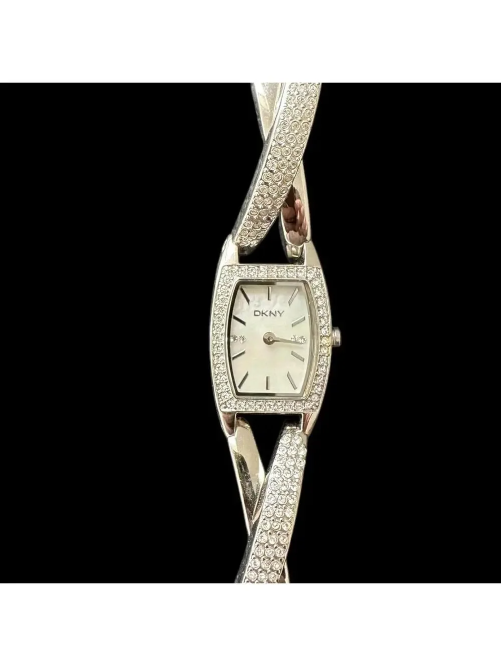 DKNY Silver Tone Crystal Accent Women's Bracelet Watch